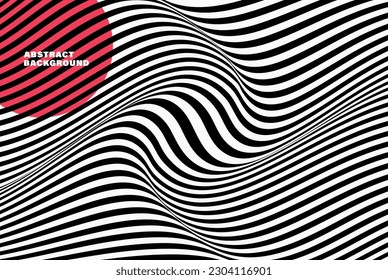  Abstrakte Schwarz-Weiß-Illustrationen. Horizontale Linien Streifen Muster oder Hintergrund mit starker Verzerrungswirkung.