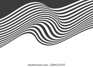 Abstrakte Schwarz-Weiß-Illustrationen. Streifen-Muster oder Hintergrund mit starker Verzerrung.