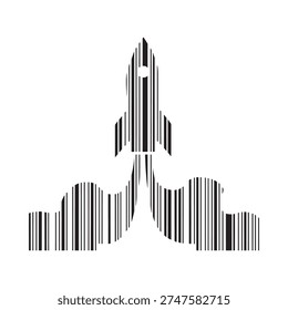 Abstract black and white image depicting a praying figure in a striped pattern