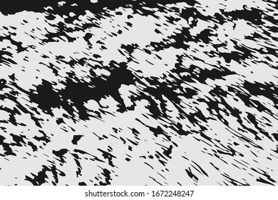 Abstract black white image with long and short intermittent lines made by brush. A monochrome image drawn by hand. Dirty shabby smears of black paint. Vector eps illustration.