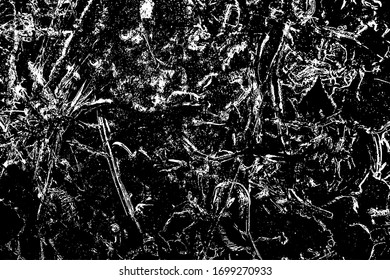 Abstract black white image with long and short intermittent liquid lines made by brush. A monochrome image drawn by hand. Dirty shabby smears of black paint. Vector eps illustration.