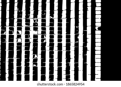 Abstraktes, schwarz-weißes Bild mit langen und kurzen, intermittierenden flüssigen Linien, die durch Bürste hergestellt werden. Ein einfarbiges Bild, handgezeichnet. Schmutzige Abstriche mit schwarzer Farbe. Vektorgrafik