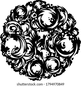 Abstract black and white image of the moon or stone or seashell