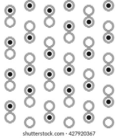 Abstract black and white infinity with stripes line and dot design pattern seamless background wallpaper. Vector image