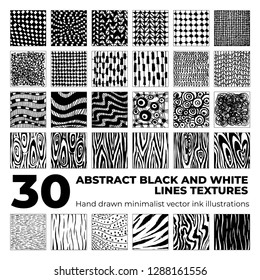 Abstract black and white ink lines vector texture. Hand drawn minimalist illustration. Black ink abstract  background, abstract lines.