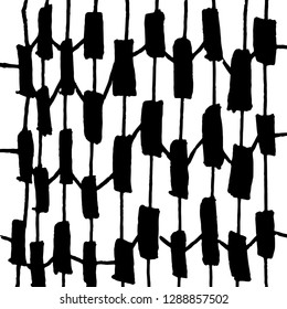Abstract black and white ink lines vector texture. Hand drawn minimalist illustration. Black ink abstract  background, abstract lines.