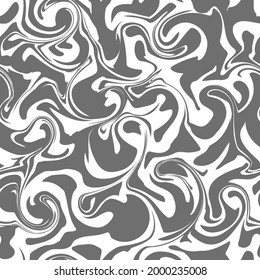 Abstract black and white ink marble seamless pattern. Marble acrylic swirl. Watercolor marbled background.