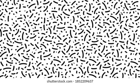 Abstract black and white ink memphis style vector pattern. Minimalistic geometric seamless abstract lines background. Geometric simple pattern, monochrome vector design for banner, poster or cover