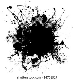Abstract black and white ink splodge that is editable