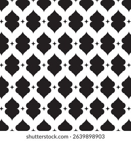 Abstract black and white Islamic pattern, geometric pattern vector. Modern vector illustration for greeting card, cover, flyer, wallpaper. Abstract texture ornament design, repeating tile