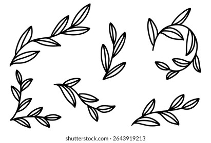 Abstract black and white leaf hand drawn. simple design background.