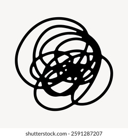 Abstract black and white line art. Curved lines form an intricate pattern. Black lines on white background create abstract art. Modern abstract line art design. Scribble element vector.