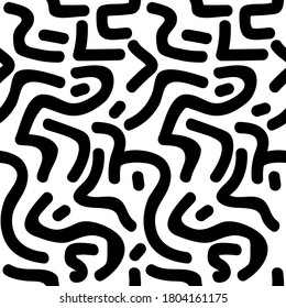 Abstract. black and white line background pattern seamless design for mask face, pillow, clothing, fabric, gift wrap. Vector.
