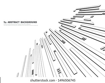 Abstract black and white line design of technology background. You can use for ad, poster, artwork, template, annual report, print. illustration vector eps10