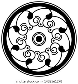 Abstract black and white line drawing, contour image for adult and older children.