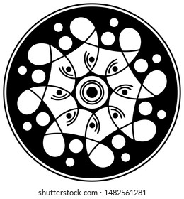 Abstract black and white line drawing, contour image for adult and older children.
