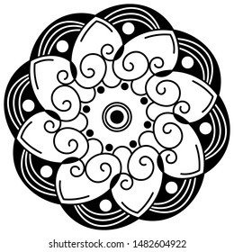 Abstract black and white line drawing, contour image for adult and older children.