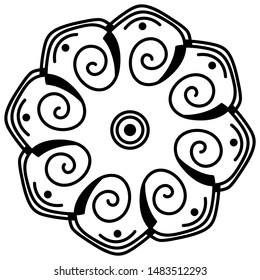 Abstract black and white line drawing, contour image for adult and older children.