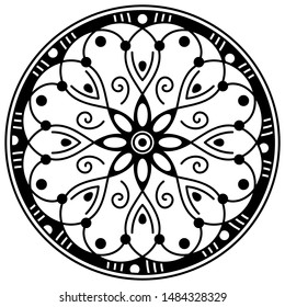 Abstract black and white line drawing, contour image for adult and older children.