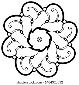 Abstract black and white line drawing, contour image for adult and older children.