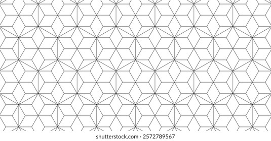 abstract black white line. geometric hexagon texture background. Japanese hemp leaf pattern. retro styled concept.