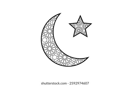abstract black white line. geometric moon shaped texture background. Ramadan pattern. retro styled concept.