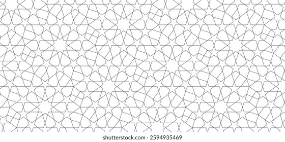 abstract black white line. geometric star shaped texture background. traditional pattern. retro styled concept.
