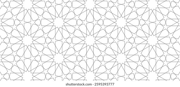 abstract black white line. geometric star shaped texture background. traditional pattern. retro styled concept.