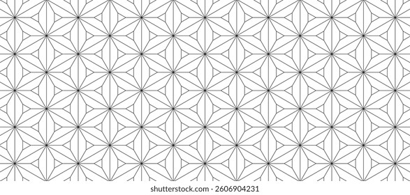 abstract black white line. geometric hexagon texture background. Japanese hemp leaf pattern. retro styled concept.