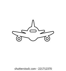 Abstract black and white line plane icon travel and tourism