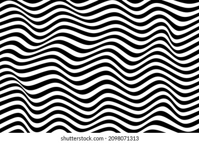 Abstract black and white line wave background. Wave line pattern. Seamless pattern wavy line background illustration. Texture wave simple background.