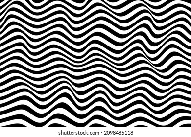 Abstract black and white line wave background. Wave line pattern. Seamless pattern wavy line background illustration. Texture wave simple background.