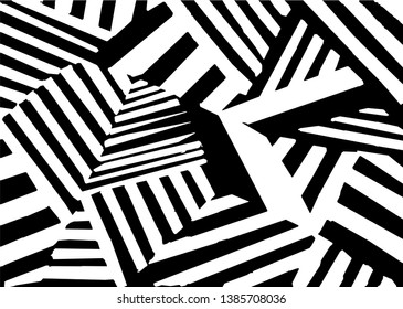 Abstract black and white lines backdrop. Geometric monochrome design