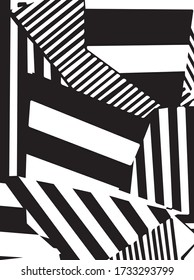 Abstract black and white lines backdrop. Geometric monochrome design