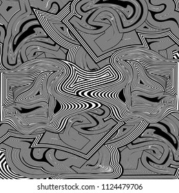 Abstract black and white lines design elements