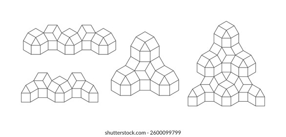 abstract black white lines. geometric square tile texture background. rectangle pattern set. architectural concept.