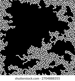 ABSTRACT BLACK AND WHITE LINES TURING PATTERN ROUGH DESIGN REACTION DIFFUSION BACKGROUND VECTOR GOOD FOR WALLPAPER, COVER,POSTER 