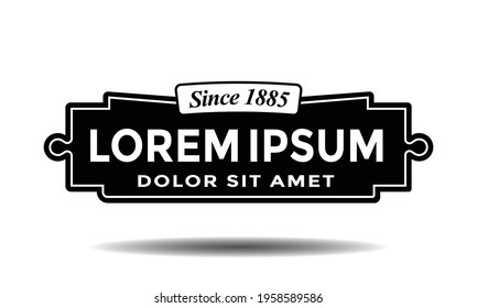 abstract black and white logo or icon, vintage, isolated on white, vector illustration