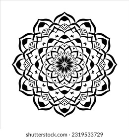 Resumen de diseño de fondo de mandala blanca negra con plantilla de mandala de arte islámico
