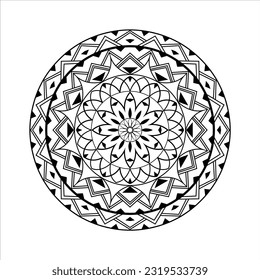 Abstract black white mandala background pattern design with Islamic art mandala template