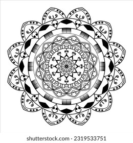 Abstract black white mandala background pattern design with Islamic art mandala template