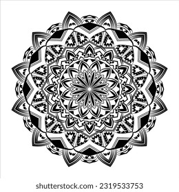 Abstract black white mandala background pattern design with Islamic art mandala template