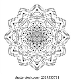 Abstract black white mandala background pattern design with Islamic art mandala template