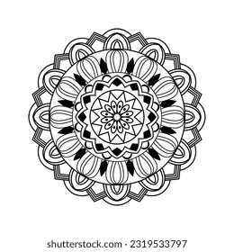 Abstract black white mandala background pattern design with Islamic art mandala template