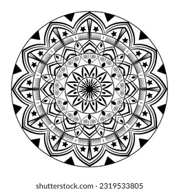 Resumen de diseño de fondo de mandala blanca negra con plantilla de mandala de arte islámico