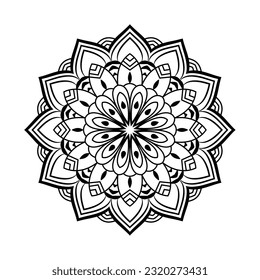 Abstraktes schwarz-weißes Mandala-Hintergrundmuster-Design mit islamischer Kunst mandala 