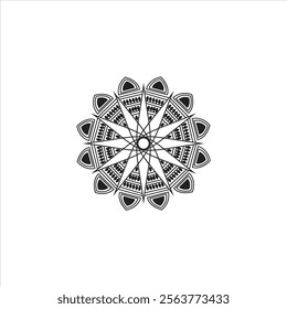 Abstract black white mandala background design with Islamic art line mandala.