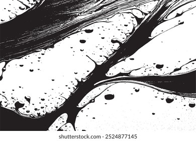 Abstract Black and White Marbling Texture: Hand-Drawn Watercolor Liquid Background