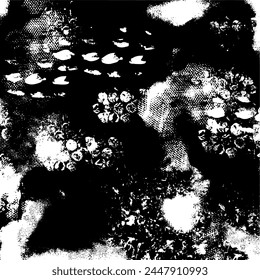 Abstrakte Schwarzweißmaske. Kreativ gezeichneter Hintergrund. Grunge-Grafiken isoliert