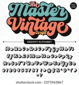 Abstrakt schwarz-weiß das Meistervintage-Skript Retro Font-Vorlage